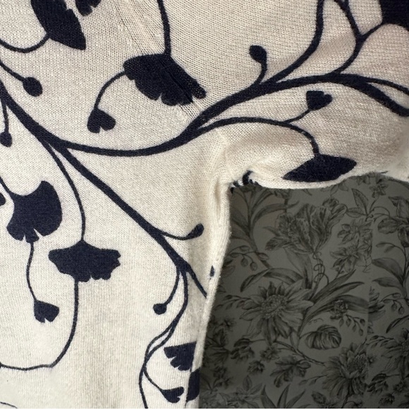 Ann Taylor Ivory and Navy Vine Cardigan - Picture 5 of 11